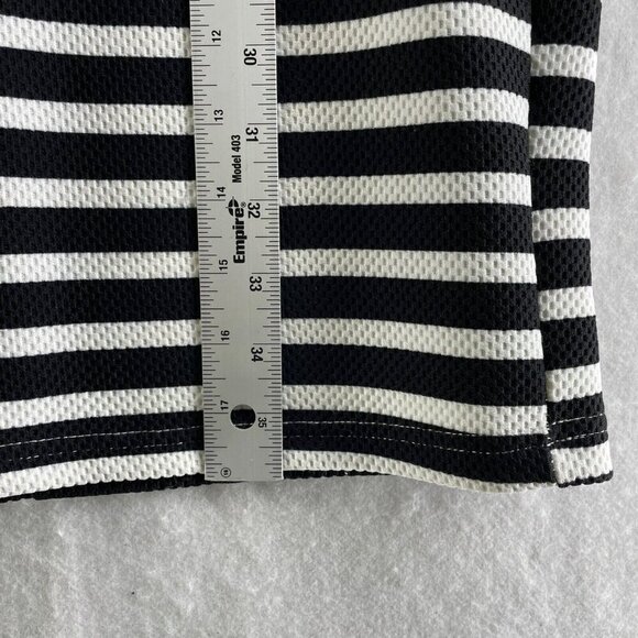 Sharagano Pencil Dress Women's Sz 2 Black Striped Round Neck Back Zip Sleeveless - Picture 4 of 9